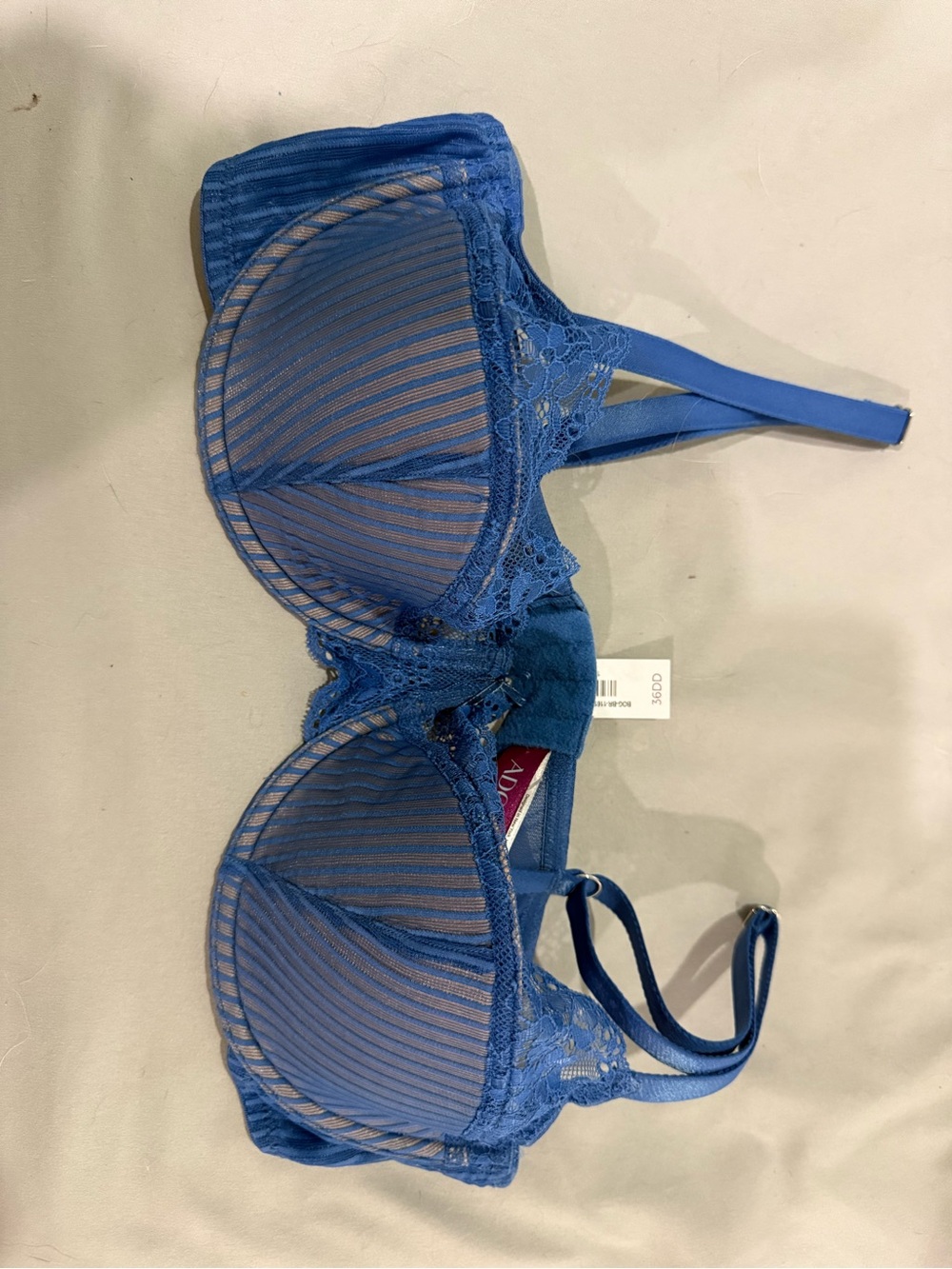 Adore Me Blue Lace & Mesh Underwire Bra - Women Intimates